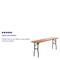 Flash Furniture 6-Foot Rectangular Wood Folding Training or Seminar Table with Smooth Clear Coated Finished Top